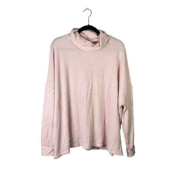 Honeydew USA Tops - Honeydew Light Pale Pink Stretch Waffle Knit Mock Neck Long Sleeve Top Small